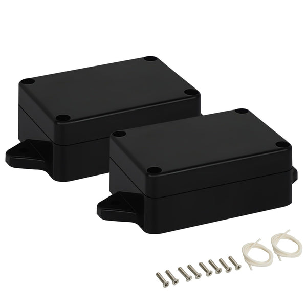 Junction Box Waterproof IP65 ABS Plastic Electric Project Enclosure Black with Fixed Ear (Pack of 2) 3.26"x 2.28"x 1.29"