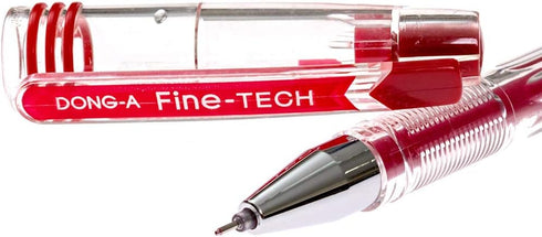 DONG-A Fine-Tech Gel Ink Rollerball Pen, 0.3mm, Dozen Box - Red