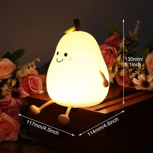 LVOERTUIG Cute Pear USB Rechargeable Nursery Lamp - Multicolor Night Light for Kids' Bedroom Gift