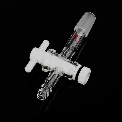 14/20 stonylab Glass Adapter, Borosilicate Glass Vacuum Flow Control Adapter with PTFE Stopcock, Joint and Straight