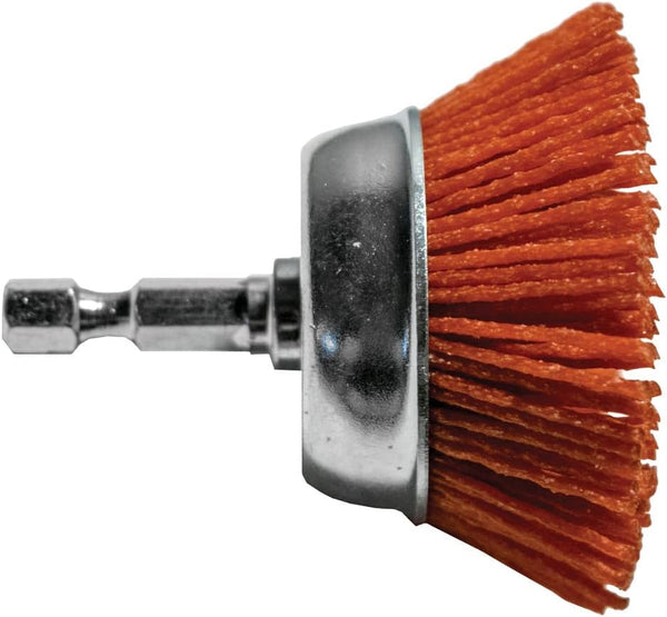 Century Drill & Tool 77221 2" Coarse Nylon End Brush, 80 Grit, 1/4" Quick Change Shank, 4,500 RPM