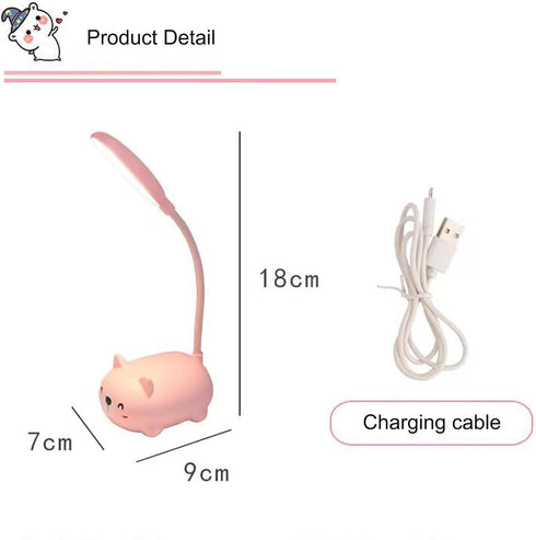 Mini Cat Table Lamp, LED Kids Lamp, Portable LED Night Light, Cute Foldable USB Rechargeable Reading Light for
