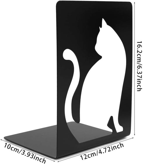 Apol Unique Hollow Out Design Cat Bookends Student Book Ends Metal Office Desk School Library Decoration Bookshelf Book