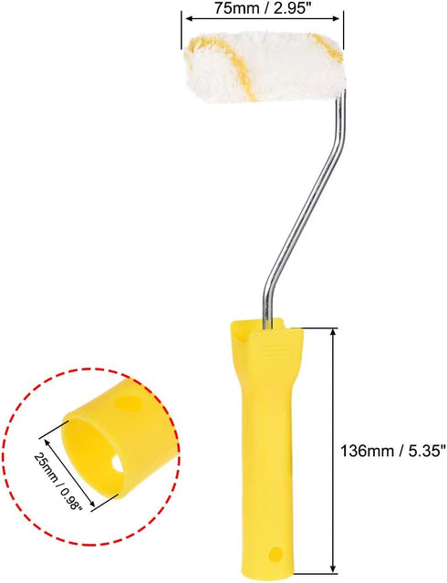 uxcell 6x Paint Roller Brush 3 Inch 76mm for Household Wall Painting with 1 Plastic Handle