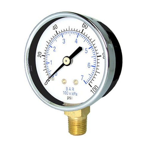 PIC Gauges 101D-208B Bottom Mount Dry Pressure Gauge - 2" Dial, 0/15 psi Range, Black Steel Case