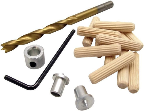 Milescraft 5339 Dowel Kit 3/8in - Includes Brad Point Drill Bit, 10pcs Fluted Wooden Dowel Pins