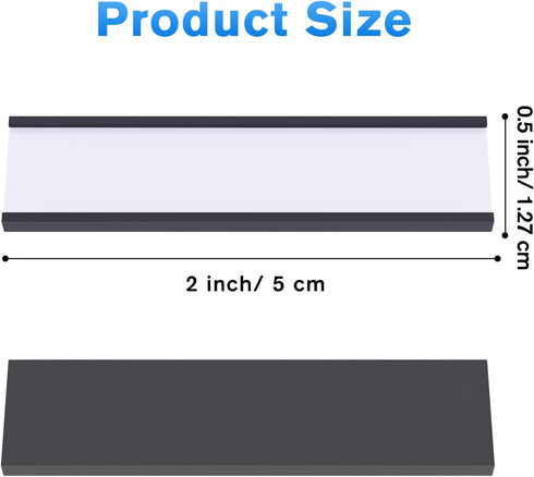 MaxGear 100 Pack C Channel Magentic Label Holders, 0.5x2 Magnetic Labels, Reusabel Magnet Name Tags for Locker Shelf, Tool Box, Home, Office, Refrigerator, Whiteboard