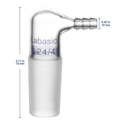 Glass 90 Degree Vacuum/Gas Adapter, Borosilicate Glass Bent Inlet Adapter with 24/40 Inner Joint for Laboratory