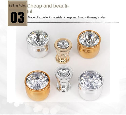 SANCHAKOU 10 8078 Drawer Handles Knobs Pcs Single Hole Coffee Table Bedside Cabinet Drawer Handle Chrome + Acrylic