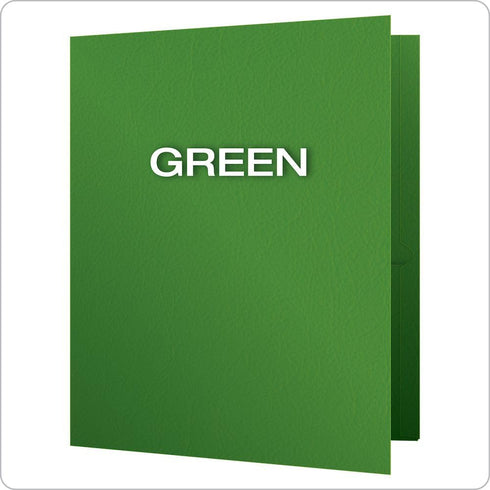 Oxford Twin-Pocket Folders, Textured Paper, Letter Size, Green, Holds 100 Sheets, Box of 25 (57503EE)