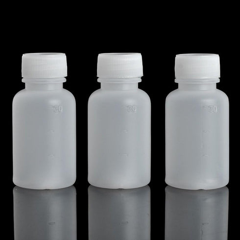 50Pcs 30ml 1oz PE Plastic Empty Small Mouth Graduated Lab Chemical Containers, Reagent Bottles for Liquid Medicine