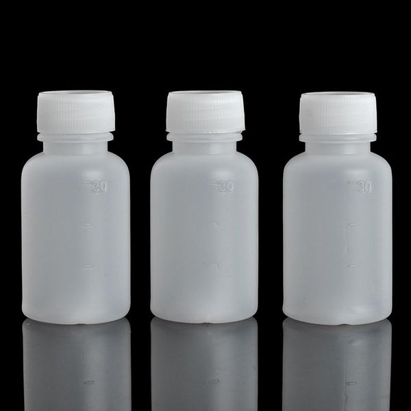 50Pcs 30ml 1oz PE Plastic Empty Small Mouth Graduated Lab Chemical Containers, Reagent Bottles for Liquid Medicine