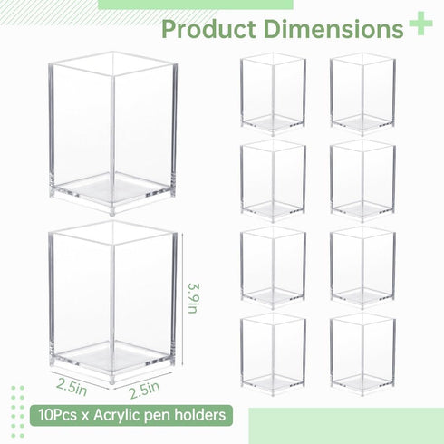 Generic Set 10 Of Acrylic Storage Holders, Clear Pencil And Makeup Brush Organizers For Office, Home, School