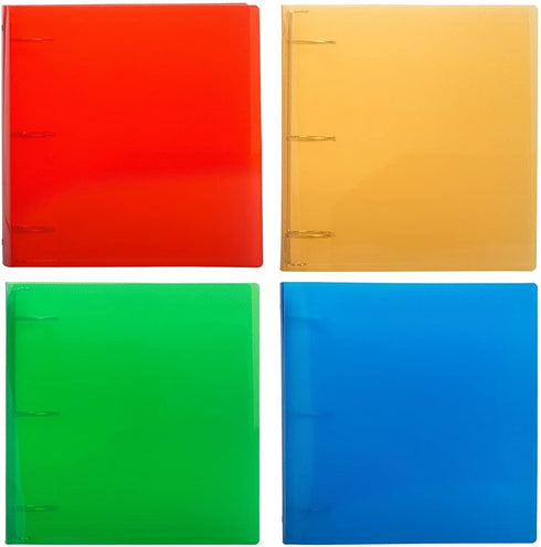 JAM PAPER Plastic 2 inch Binders, Assorted 3 Ring Binders, 4/Pack