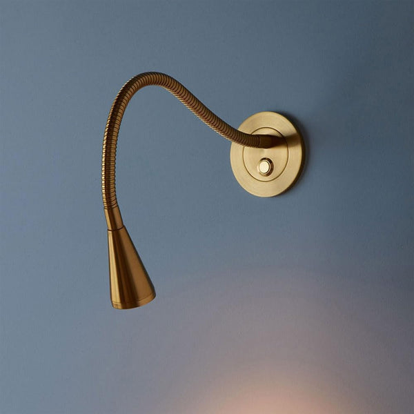 OUZVI Gold Wall Mount Reading Light LED Bedside Flexible Gooseneck Wall Sconce with