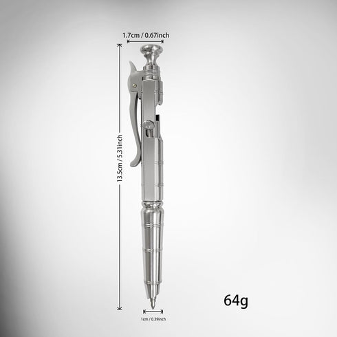 Dr. Metalleung Bolt Action Pen | Heavy Duty Stainless Steel EDC Retractable Ballpoint Pen with Pocket Clip for Smooth