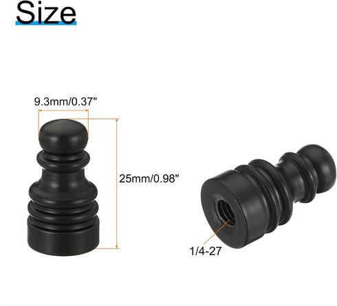 PATIKIL 1" Tall Iron Lamp Finials Cap Knob, 2Pcs Tapped 1/4-27 Lamp Screw Holder for Shade Decorations (Black)