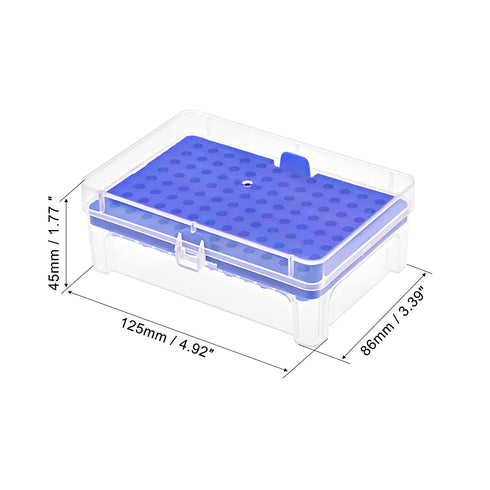 uxcell Pipette Tips Box, 96-Well Polypropylene Tip Holder, 10ul Pipettor, 4.5mm Hole Diameter, Blue, 2Pcs