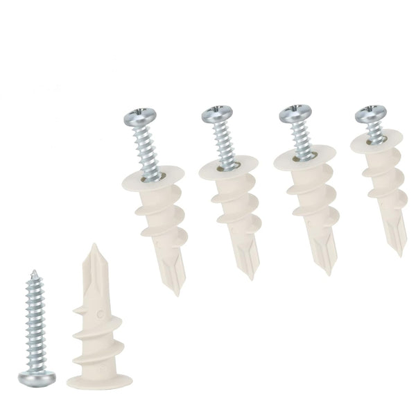 Self Drilling Drywall Plastic Anchors with Screws - 100 Pieces (50 Pairs) Expansion Screws