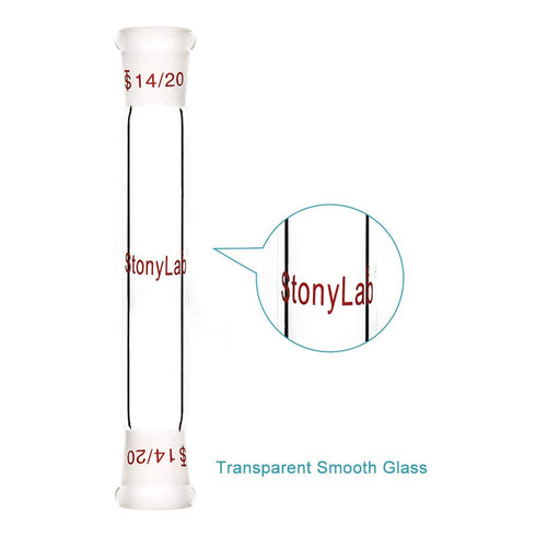 stonylab Glass Connecting Adapter, Borosilicate Glass 90mm for Two 14/20 Ground Outer Standard Taper Joints Lab Supply