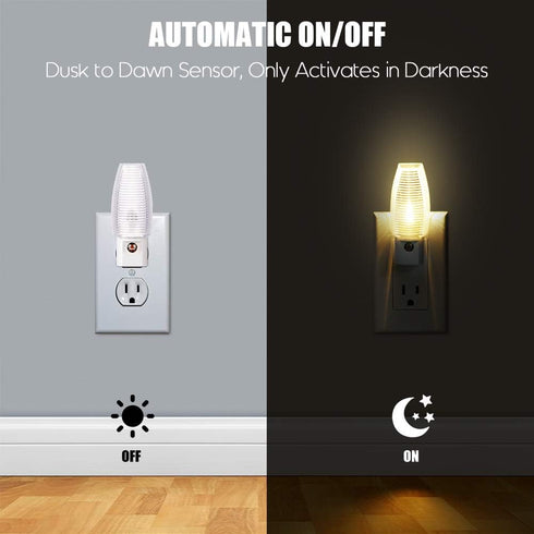8 Pack Emotionlite Plug in Night Light, Warm White LED Nightlight, Dusk to Dawn Sensor, Kids, Nursery, Bedroom
