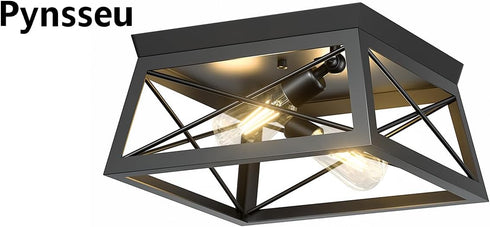 2 1 Pack, Pynsseu Industrial Ceiling Light, Lights Farmhouse Semi Flush Mount Ceiling Fixture for Kitchen Island Dining