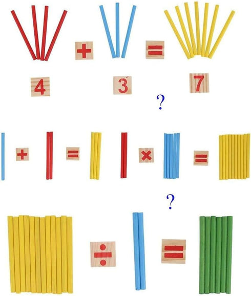 Umbresen Montessori Toys Math Educational Toy - Wooden Intelligence Sticks, Number Cards, Counting Rods with Box