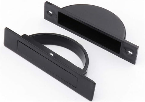 2 Pack Concealed Drawer Door Finger Pull Handle | Recessed Flush Insert with Resin Back Cap