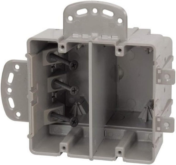 Southwire MSBMMT2G Heavy Duty 2-Gang Multi-Mount Electrical Box, Adjustable Depth, Gray with Screws