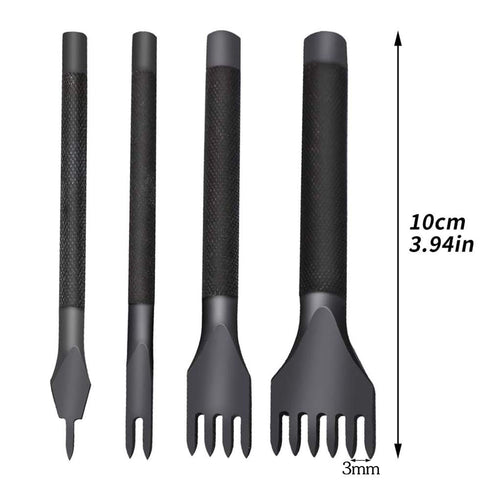 4 Pcs Leather Prong Punch Tool Set, Leather Craft Hole Punches 1/2/4/6 for Stitching Punch Tool (3mm)