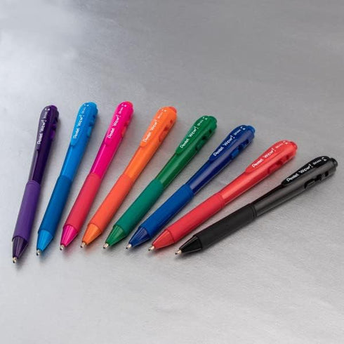 Pentel Wow! Retractable Ballpoint Pen, 1.4mm Bold Line Assorted Ink Colors 8 Pack