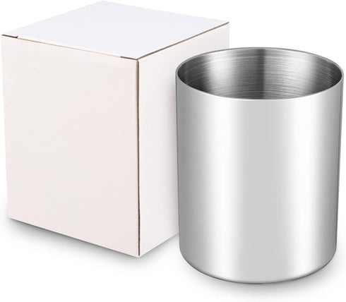 Silver Pencil Holder for Desk, 304 Stainless Steel Pen Cup, Makeup Brush Holder, Stationery Organizer