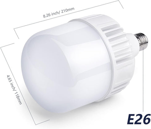 400W-500W Equivalent LED Light Bulb, 6000 Lumen, 5000K Bright Daylight, E26/E27 Medium Base for Large Areas