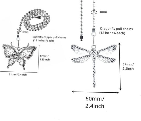 Set,Decorative Extension,12 Inches 2Pcs Silver Ceiling Fan Pull Chain Fan Pull Chain Pendant Lighting And Fan Beaded