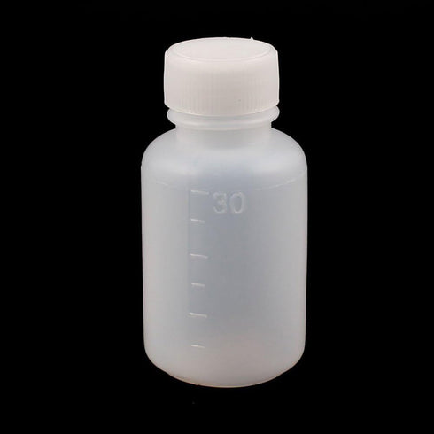 50Pcs 30ml 1oz PE Plastic Empty Small Mouth Graduated Lab Chemical Containers, Reagent Bottles for Liquid Medicine
