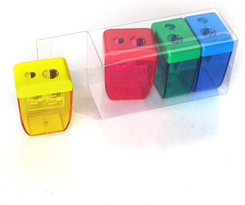 AUSTARK 4Pcs Manual Pencil Sharpeners for Kids & Adults - Dual Hole Handheld Sharpener, Back to School Supplies