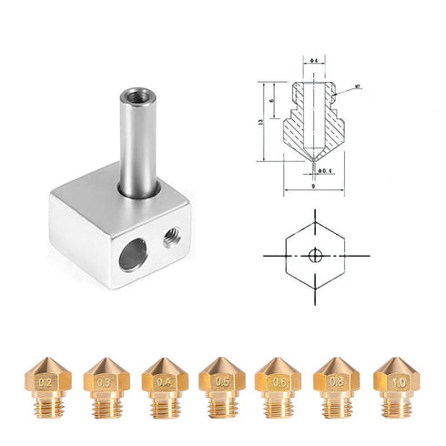 MK10 Nozzle for 3D Printer - M7 Thread Brass Extruder Head Hotend Nozzle 1.75mm Filament (10pcs MK10 0.4mm Nozzles)
