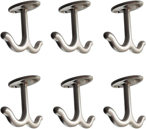 Zinc Alloy Double Prong Ceiling Hook, 6 pcs Under The Table Coat Hook for Closet, Bathroom, Kitchen, Garage