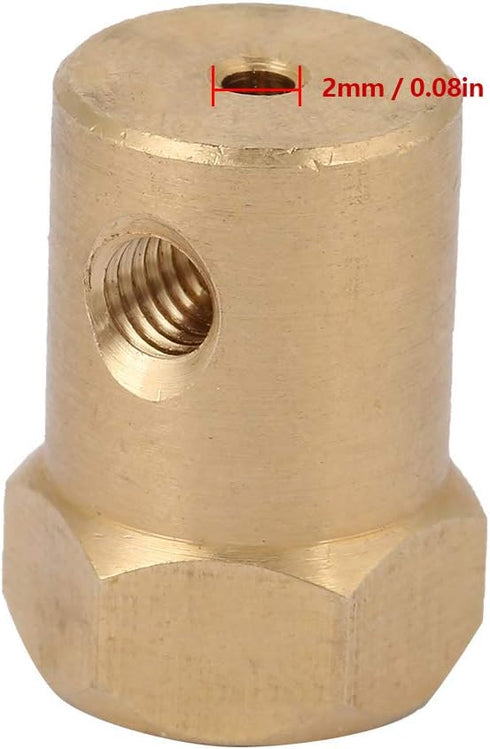 Hex Coupler, 4Pcs Premium Brass Motor Shaft Connector for RC Motor Car Wheels Tires (Bore Diameter 2mm)