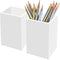 White Acrylic Pencil Pen Holder Cup 2 Pack, Modern Desk Accessories for Makeup Brush Storage, 2.6x2.6x4 inches