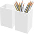 White Acrylic Pencil Pen Holder Cup 2 Pack, Modern Desk Accessories for Makeup Brush Storage, 2.6x2.6x4 inches