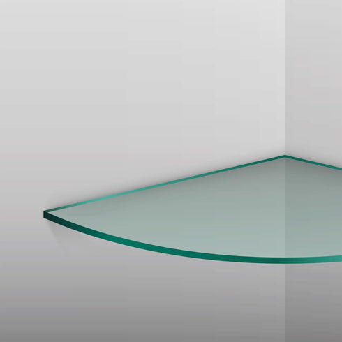 6" 6" 3/8" Dulles Glass x Quarter Round Floating Glass Shelf - Shelf Only - Tempered - Thick - Flat Polished Glass