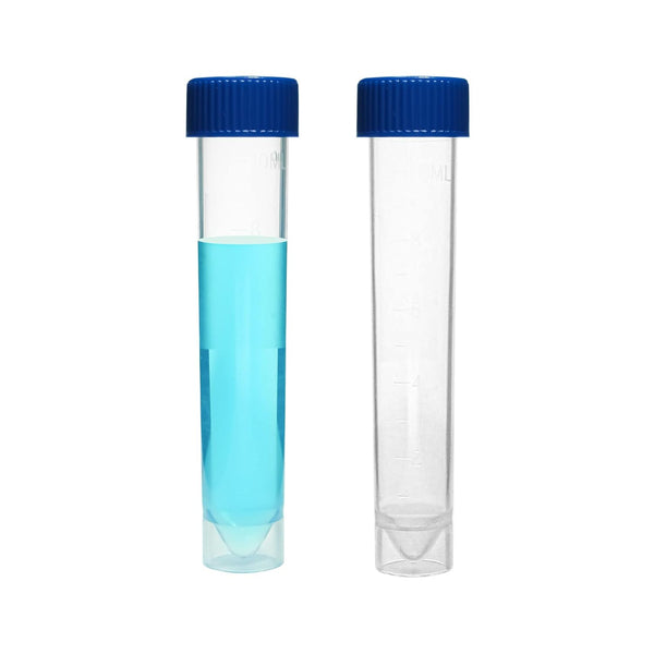 Clear Plastic Graduated Test Tubes 10ml, Sterile Sample Storage Container with Screw Cap, Case of 50