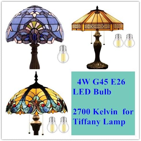 LED Edison Light Bulbs, 4W G45 Non-Dimmable, 2700K Warm White, 40W Equivalent for Tiffany Lamp, Pendant Light, 6 Packs