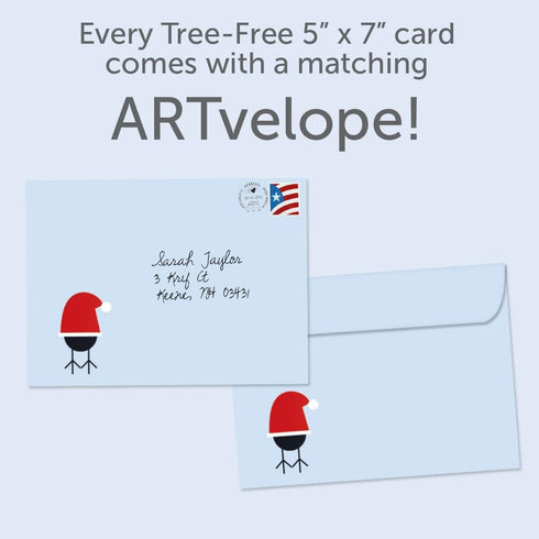 Tree-Free Greetings Season's Greeting Cards - 10 Cards + Envelopes - 5 x 7 - Ho Ho Ho Penguins (HB93340)