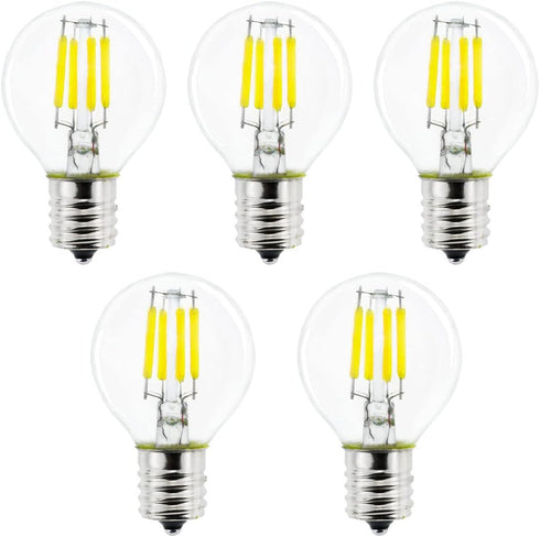 5-Pack S11 LED Bulbs E17 Intermediate Base, 40 Watt Equivalent, 5000K Daylight 4W for Bedside Lamp, Lava Lamps