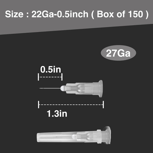 150 Pack 27 1/2 inch TENKAIWICK Gauge Needle, Sterile Disposable Injection Luer Lock Industrial Accessories Needles,Lab