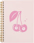 Pink Notebook Journal, Funky Retro Y2K Preppy Cherry Notebook, Pink Aesthetic Office Supplies, 5.5x8.3