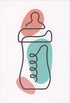 Pictura Simple Outlined Baby Bottle Over Pink and Blue Colored Splashes Funny Congratulations