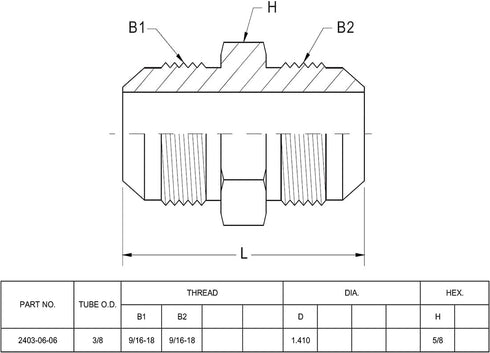 (2-PACK) 2403-06-06 Hydraulic Hose Adapter Fitting, 3/8" Male JIC 37° Flare to 3/8" Male JIC 37° Flare, Carbon Steel